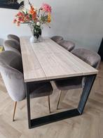 Eettafel 80 x 200 , zwarte stalen poten, Huis en Inrichting, Tafels | Eettafels, Ophalen, Overige materialen, 50 tot 100 cm, Zo goed als nieuw