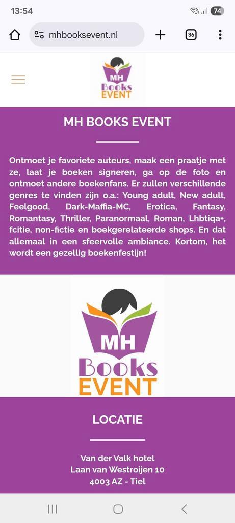 Tickets MH Books Event op zondag 30 november in Tiel, Tickets en Kaartjes, Evenementen en Festivals, Twee personen