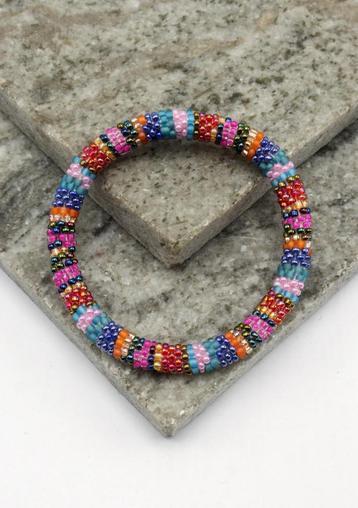 Glaskralen armband - blauwe regenboog - RB255 beschikbaar voor biedingen