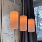 2x Louis Kalff designteam hanglamp ribbelglas 1962, Rond, Ophalen of Verzenden, Zo goed als nieuw