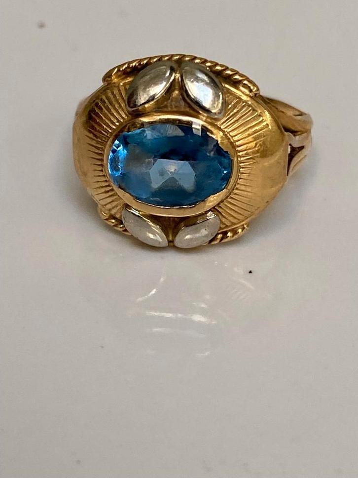 Geel gouden ring 750-18 karaat, Sieraden, Tassen en Uiterlijk, Antieke sieraden, Ring, Goud, Verzenden