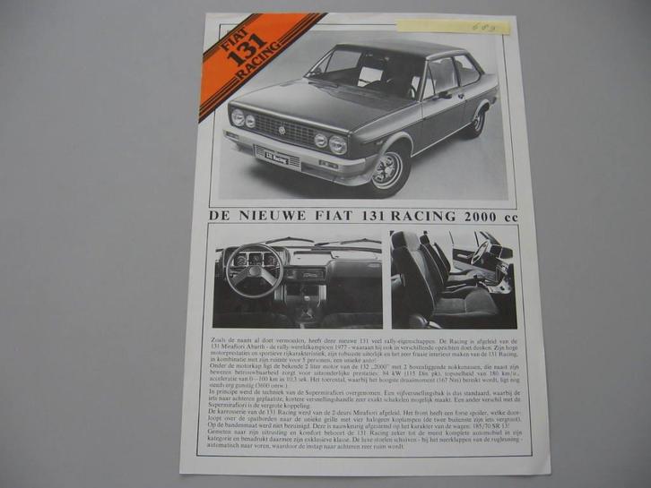 FT 689 FIAT 131 RACING. 1978. folder, Boeken, Auto's | Folders en Tijdschriften, Zo goed als nieuw, Overige merken, Ophalen of Verzenden
