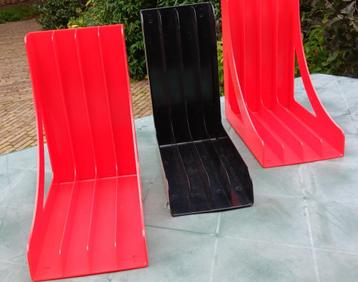 Mooie vintage set LP houders rood en zilver-zwart beschikbaar voor biedingen