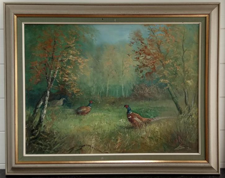 Schilderij “Fazanten”, Antiek en Kunst, Kunst | Schilderijen | Klassiek, Ophalen