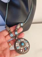 Vintage 80's boho chic koord ketting, Sieraden, Tassen en Uiterlijk, Kettingen, Ophalen of Verzenden, Zo goed als nieuw, Goud