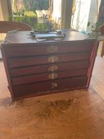 Mah jong spel oud antiek hout / koper, Ophalen of Verzenden, Gebruikt