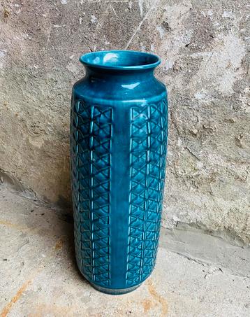 Grote blauwe keramiek vaas van Bay Keramik West Germany