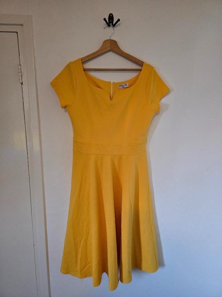 XL Vintage Chic for Topvintage swingjurk, Kleding | Dames, Jurken, Zo goed als nieuw, Maat 46/48 (XL) of groter, Geel, Onder de knie