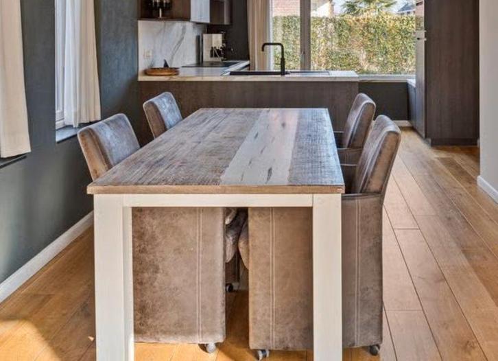 4x eetkamerstoelen Henders & Hazel, Huis en Inrichting, Stoelen, Stof, Bruin, Ophalen