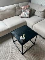 Zwarte Marmeren Bijzettafel, Huis en Inrichting, Tafels | Bijzettafels, Minder dan 55 cm, Metaal of Aluminium, Vierkant, Zo goed als nieuw