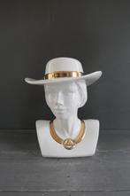 Vintage buste Hollywood Regency vrouw met hoed wit met goud, Antiek en Kunst, Verzenden