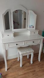 Witte kaptafel met kruk, Ophalen, Gebruikt, Klassiek, 50 tot 100 cm