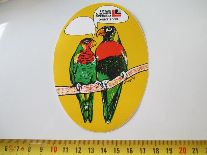 sticker heerlen letas sticker service strip papegaai vogel, Verzamelen, Stickers, Zo goed als nieuw, Ophalen
