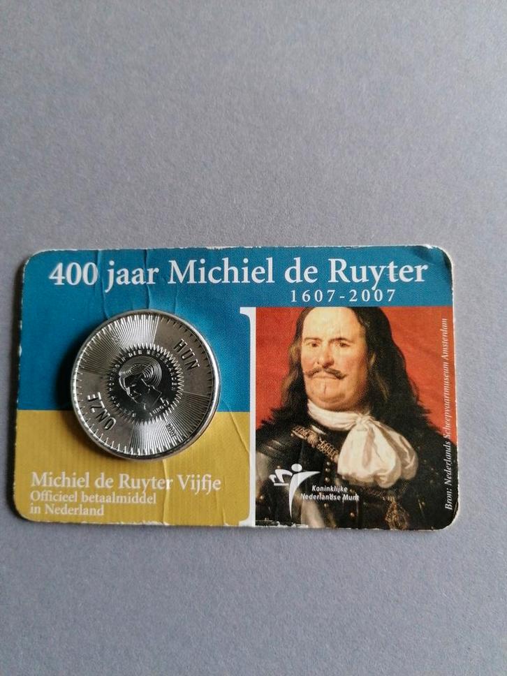 Michiel de Ruyter 400 jaar Zilveren 5 Euro Munt, Postzegels en Munten, Munten | Nederland, Losse munt, Euro's, Zilver, Ophalen