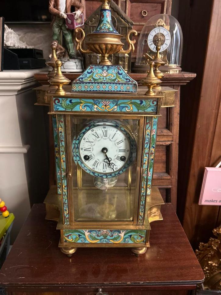 Antieke Franse Cloisonné Pendule in prachtige staat, Antiek en Kunst, Antiek | Klokken, Ophalen