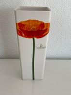 Scheurich Amano Design vaas Wit met oranje/rode bloem, Minder dan 50 cm, Gebruikt, Ophalen of Verzenden, Overige kleuren