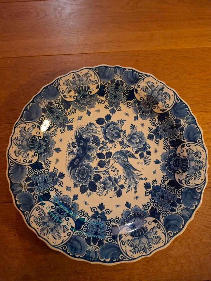 Heel groot Delfts Blauw Decoratieve Bord gemerkt Ram, Antiek en Kunst, Antiek | Schalen, Ophalen of Verzenden