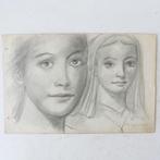 Claes Huisman (1885-1973) - tekening 2 meisjesportretten, Verzenden