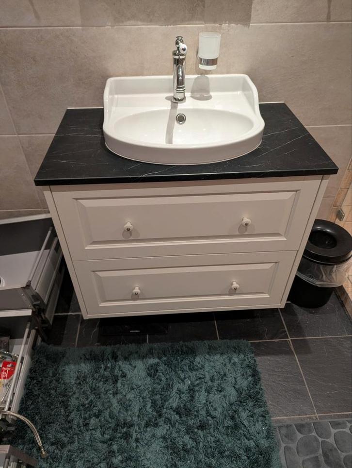 Badkamermeubel met wasbak en kraan, Huis en Inrichting, Badkamer | Badkamermeubels, Zo goed als nieuw, Wasbak of Wastafel, Minder dan 100 cm