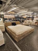 2 persoons boxspring Japandi Zweef bed Rib Stof Taupe Wit, Wit, Ophalen of Verzenden, 200 cm, Stof