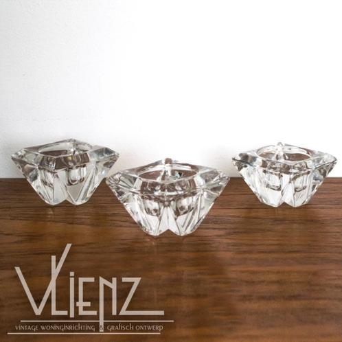 Vintage glazen kristal kandelaars Crystal Maastricht Holland, Antiek en Kunst, Antiek | Kandelaars, Ophalen of Verzenden
