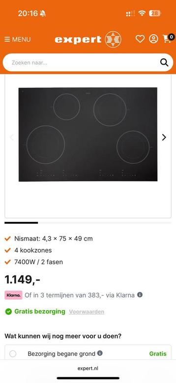 Atag inductiekookplaat 4 zones nieuw €1149 beschikbaar voor biedingen