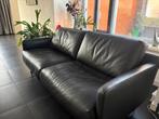 Leolux Azzuro 3,5-zits bank - Zwart leer, Ophalen, Driepersoons, Zo goed als nieuw, Rechte bank