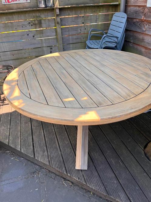 Teakhouten tuintafel 150cm doorsnede, Tuin en Terras, Tuintafels, Zo goed als nieuw, Rond, Teakhout, Ophalen