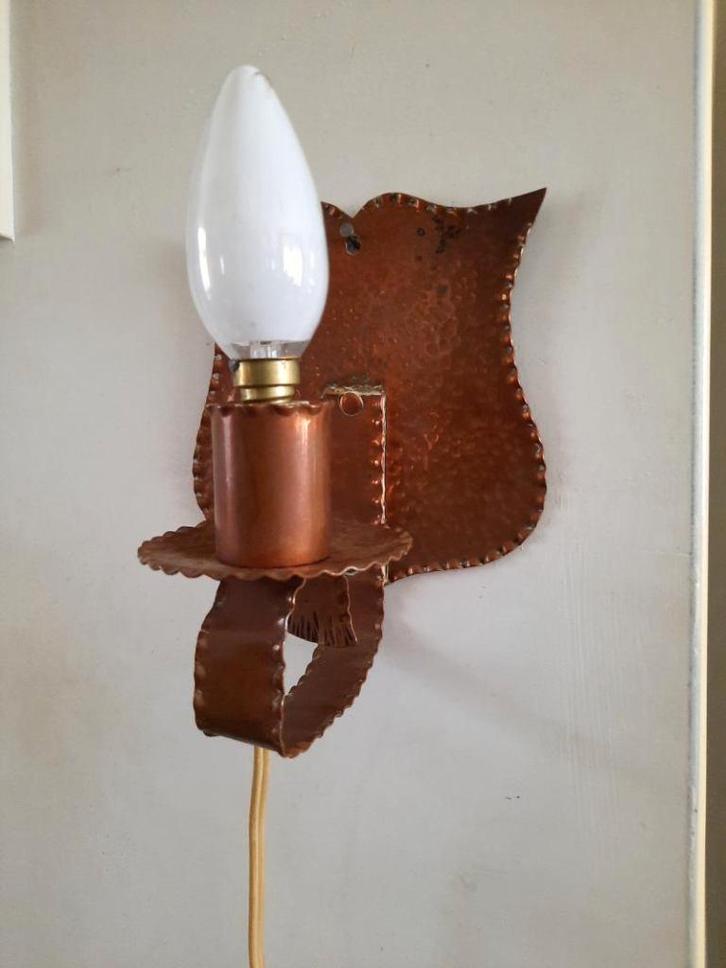 Amsterdamse school antiek gehamerd rood koper, Huis en Inrichting, Lampen | Wandlampen, Overige materialen, Ophalen of Verzenden