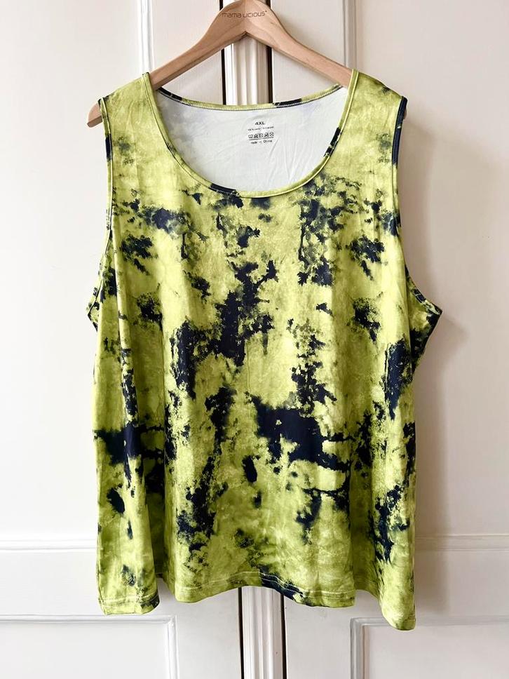 Top lime/zwart, maat 4XL (48), Kleding | Dames, Tops, Nieuw, Maat 46/48 (XL) of groter, Groen, Zonder mouw, Ophalen of Verzenden