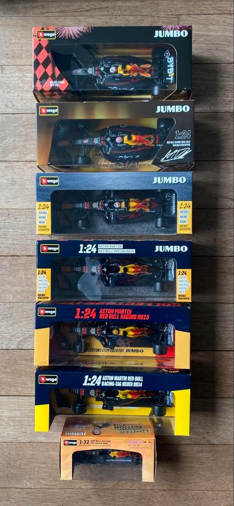 7 x Jumbo Red Bull F1 auto Max Verstappen, Hobby en Vrije tijd, Modelauto's | 1:24, Nieuw, Auto, Bburago, Verzenden