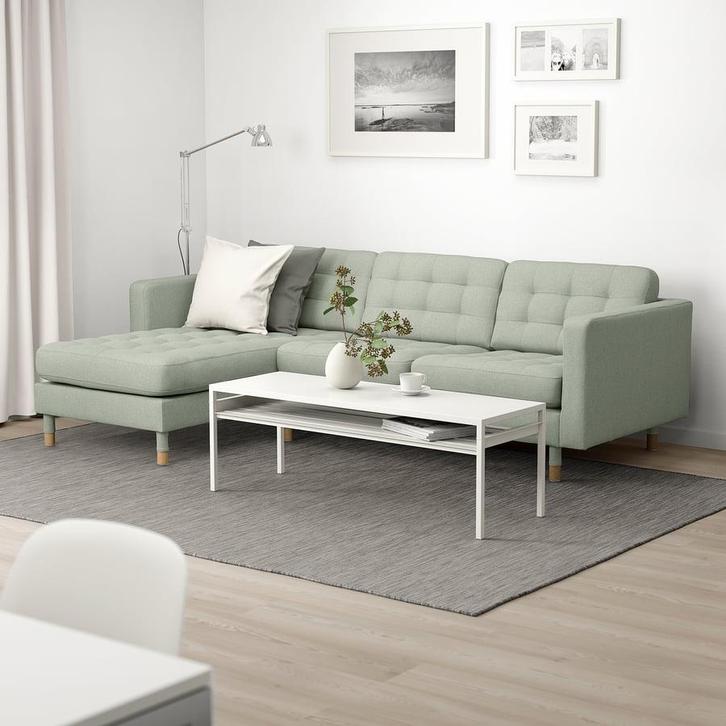 IKEA LANDSKRONA 3-zitsbank met chaise longue, Huis en Inrichting, Banken | Bankstellen, Zo goed als nieuw, Hoekbank, Vierpersoons of meer