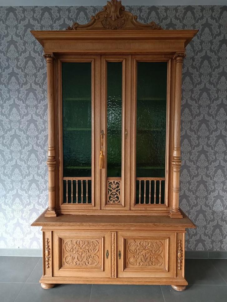 Antieke eiken kast, bibliotheek, buffetkast VASTE AKTIEPRIJS, Huis en Inrichting, Kasten | Buffetkasten, Zo goed als nieuw, 25 tot 50 cm