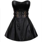Zwarte leren korset jurk strapless dames vrouwen jurkje, Kleding | Dames, Verzenden, Nieuw, Zwart, Boven de knie