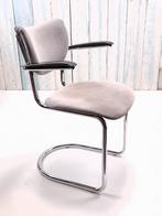 Vintage Gispen stoel met chromen buisframe, Huis en Inrichting, Stoelen, Ophalen, Metaal, Gebruikt, Vier