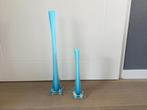 2 blauwe vazen, Ophalen, Blauw, Minder dan 50 cm, Glas