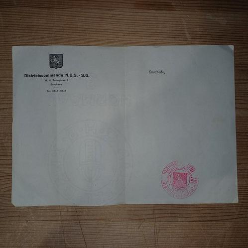 Blanco document Districtskommando N.B.S - S.G ENSCHEDE, Verzamelen, Militaria | Tweede Wereldoorlog, Landmacht, Nederland, Ophalen of Verzenden