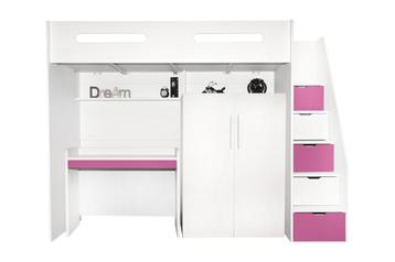 Options hoogslaper met bureau en kledingkast - 90x200 - Wit/ beschikbaar voor biedingen