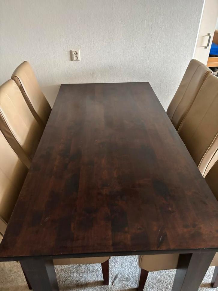 Houten Eettafel met Stoelen, Huis en Inrichting, Tafels | Eettafels, Gebruikt, 50 tot 100 cm, 150 tot 200 cm, Vijf personen of meer