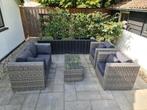 Loungeset (2 stoelen, 1 bank, 1 tafel en bijbehorende acc.), Ophalen, 4 zitplaatsen, Kunststof, Gebruikt