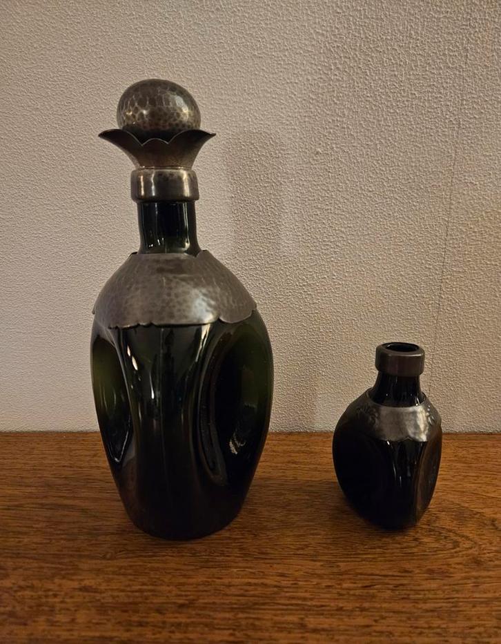Art deco glazen karaf met kurk/dop., Antiek en Kunst, Antiek | Glas en Kristal, Ophalen of Verzenden