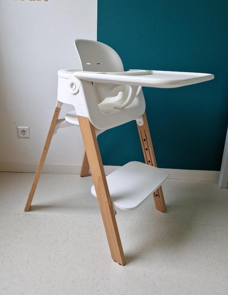 Stokke Steps Beuken Naturel, Kinderen en Baby's, Kinderstoelen, Gebruikt, Meegroeistoel, Aanschuifbaar, Afneembaar eetblad, Gordel(s)