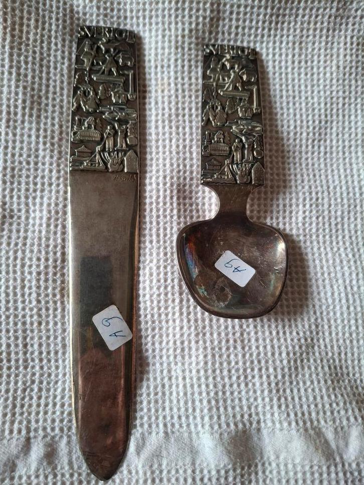 Vintage Briefopener & Lepel - Verzilverd, Antiek en Kunst, Antiek | Goud en Zilver, Zilver, Ophalen of Verzenden