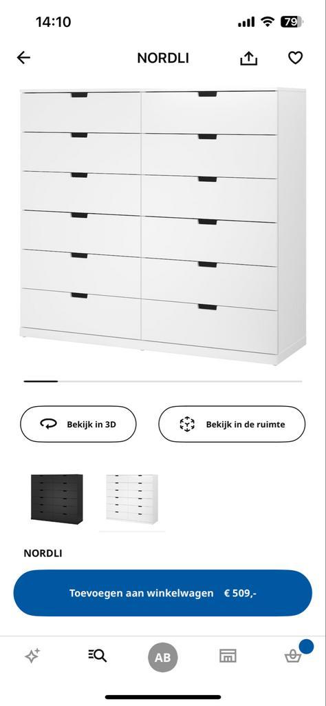 IKEA Kast met 12 Lades - Nordli wit, Huis en Inrichting, Kasten | Dressoirs, Gebruikt, 100 tot 150 cm, 50 tot 75 cm, Met lade(s)