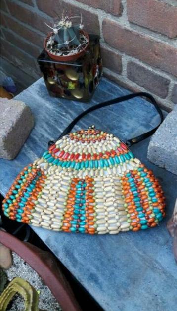 Selfmade, Ibiza/Boho style, gevoerd, houten kralen beugeltas beschikbaar voor biedingen