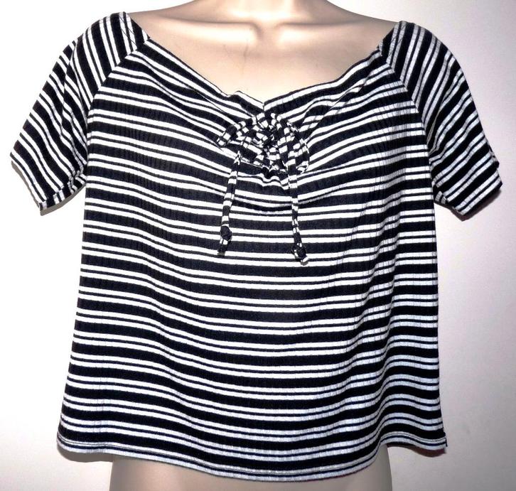 Gestreepte crop top maat 48, Kleding | Dames, Grote Maten, Zo goed als nieuw, Shirt of Top, Zwart, Ophalen of Verzenden