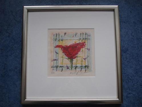 Richard Smeets 1955, zeefdruk roos, gesigneerd, Antiek en Kunst, Kunst | Litho's en Zeefdrukken, Ophalen of Verzenden