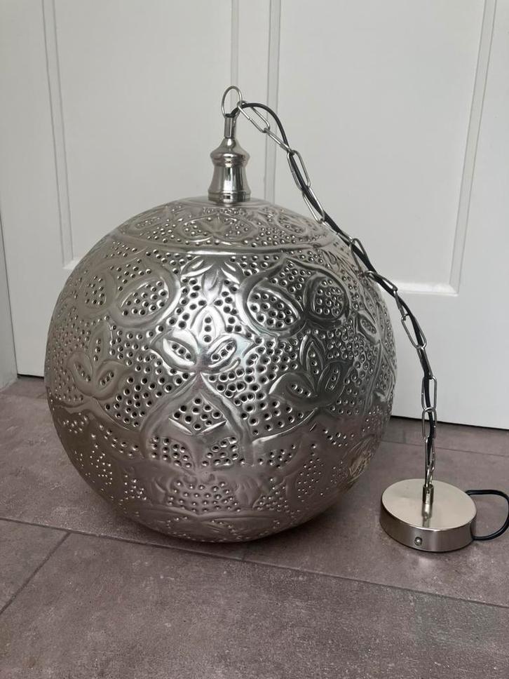 Oosterse / Marokkaanse filigrain hanglamp, Huis en Inrichting, Lampen | Hanglampen, Zo goed als nieuw, Minder dan 50 cm, Metaal