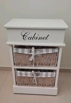 2 Cabinet kastjes, 1rieten lades, ander hout, wit & grijs, Ophalen, Gebruikt