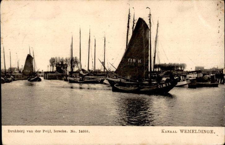 Kanaal Wemeldinge met hoogaars CLN 14  st 1906 visserij, Verzamelen, Ansichtkaarten | Nederland, Gelopen, Zeeland, Voor 1920, Verzenden